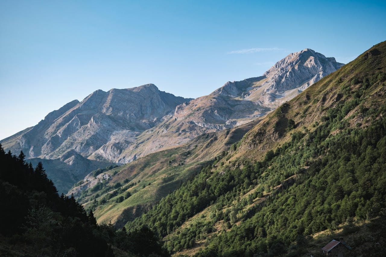 Stunning mountain landscape in the French Pyrenees, ideal for hiking adventures.